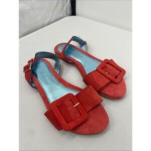 Red Suede Slingback Sandals